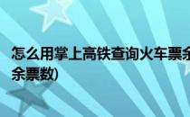 怎么用掌上高铁查询火车票余票(怎么用掌上高铁查询火车票余票数)