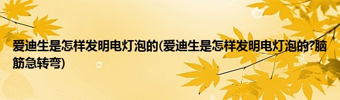 爱迪生是怎样发明电灯泡的(爱迪生是怎样发明电灯泡的?脑筋急转弯)