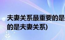 夫妻关系最重要的是什么(婚姻关系中最重要的是夫妻关系)