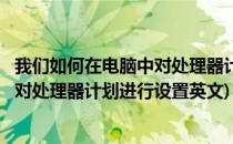 我们如何在电脑中对处理器计划进行设置(我们如何在电脑中对处理器计划进行设置英文)