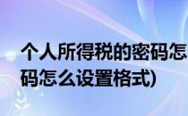 个人所得税的密码怎么设置(个人所得税的密码怎么设置格式)