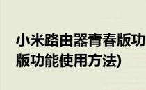 小米路由器青春版功能使用(小米路由器青春版功能使用方法)