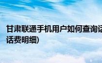 甘肃联通手机用户如何查询话费(甘肃联通手机用户如何查询话费明细)