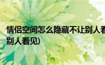 情侣空间怎么隐藏不让别人看见(微信情侣空间怎么隐藏不让别人看见)