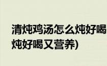 清炖鸡汤怎么炖好喝又营养(清炖排骨汤怎么炖好喝又营养)