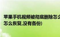 苹果手机视频被彻底删除怎么恢复(苹果手机视频被彻底删除怎么恢复,没有备份)