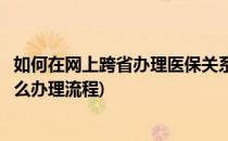 如何在网上跨省办理医保关系转移接续流程(跨省医保转移怎么办理流程)