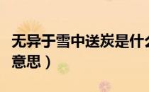 无异于雪中送炭是什么意思（雪中送炭是什么意思）