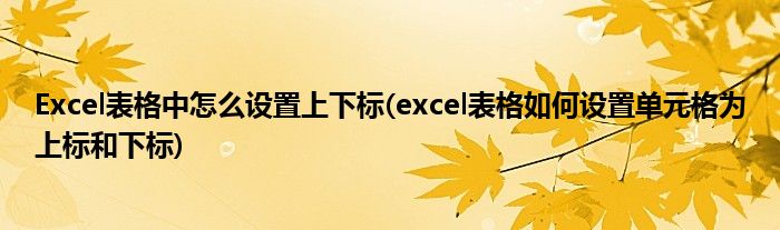 Excel表格中怎么设置上下标(excel表格如何设置单元格为上标和下标)