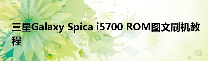 三星Galaxy Spica i5700 ROM图文刷机教程