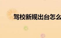 驾校新规出台怎么办(驾校的新政策)
