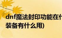 dnf魔法封印功能在什么位置(dnf魔法封印的装备有什么用)