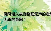 随风潜入夜润物细无声的意思赞美谁的（随风潜入夜润物细无声的意思）