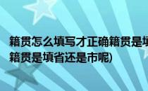 籍贯怎么填写才正确籍贯是填省还是市(籍贯怎么填写才正确籍贯是填省还是市呢)