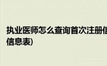 执业医师怎么查询首次注册信息(执业医师怎么查询首次注册信息表)