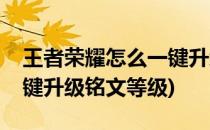 王者荣耀怎么一键升级铭文(王者荣耀怎么一键升级铭文等级)