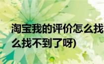 淘宝我的评价怎么找不到了(淘宝我的评价怎么找不到了呀)