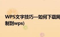 WPS文字技巧—如何下载网上不能复制的文章(文章如何复制到wps)