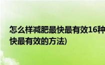 怎么样减肥最快最有效16种方法快速减肥(怎样快速减肥最快最有效的方法)