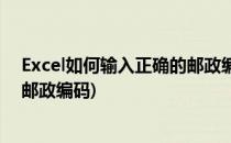 Excel如何输入正确的邮政编码(excel如果按文本格式输入邮政编码)