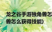 龙之谷手游独角兽怎么获得(龙之谷手游独角兽怎么获得技能)