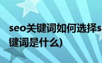 seo关键词如何选择seo怎么做关键词(SEO关键词是什么)