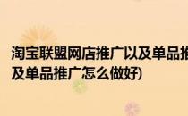 淘宝联盟网店推广以及单品推广怎么做(淘宝联盟网店推广以及单品推广怎么做好)