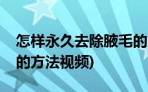 怎样永久去除腋毛的方法(怎样永久去除腋毛的方法视频)
