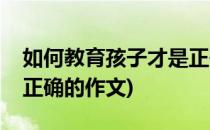 如何教育孩子才是正确的(如何教育孩子才是正确的作文)