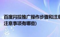 百度闪投推广操作步骤和注意事项(百度闪投推广操作步骤和注意事项有哪些)