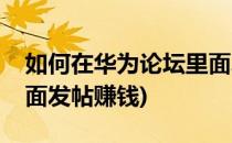 如何在华为论坛里面发帖(如何在华为论坛里面发帖赚钱)