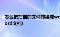 怎么把扫描的文件转换成word(怎么把扫描的文件转换成word文档)