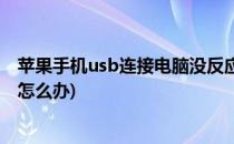 苹果手机usb连接电脑没反应(苹果手机usb连接电脑没反应怎么办)