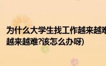 为什么大学生找工作越来越难该怎么办(为什么大学生找工作越来越难?该怎么办呀)