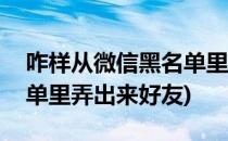 咋样从微信黑名单里弄出来(咋样从微信黑名单里弄出来好友)