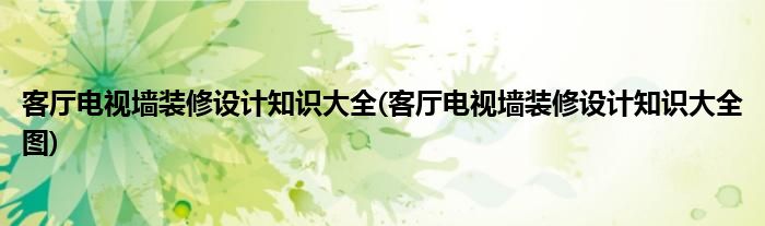 客厅电视墙装修设计知识大全(客厅电视墙装修设计知识大全图)