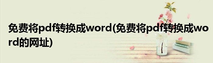 免费将pdf转换成word(免费将pdf转换成word的网址)