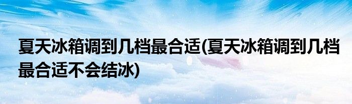 夏天冰箱调到几档最合适(夏天冰箱调到几档最合适不会结冰)