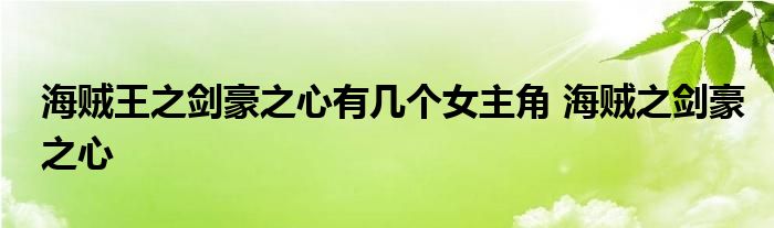 海贼王之剑豪之心有几个女主角 海贼之剑豪之心