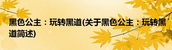 黑色公主：玩转黑道(关于黑色公主：玩转黑道简述)
