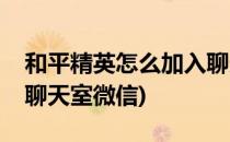和平精英怎么加入聊天室(和平精英怎么加入聊天室微信)