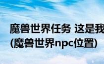 魔兽世界任务 这是我的地盘 NPC的坐标在哪(魔兽世界npc位置)