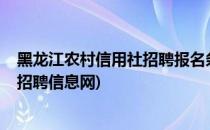 黑龙江农村信用社招聘报名条件_流程(黑龙江省农村信用社招聘信息网)
