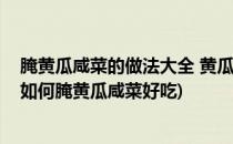 腌黄瓜咸菜的做法大全 黄瓜怎么腌好吃(腌黄瓜咸菜的方法如何腌黄瓜咸菜好吃)