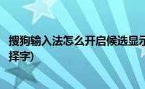 搜狗输入法怎么开启候选显示生僻字(搜狗输入法不能显示选择字)