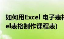 如何用Excel 电子表格制作课程表(怎样用excel表格制作课程表)