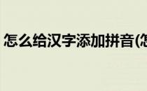 怎么给汉字添加拼音(怎么给汉字添加拼音标)