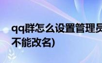 qq群怎么设置管理员 (qq群怎么设置管理员不能改名)