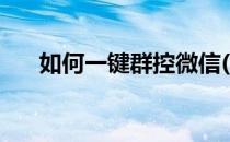如何一键群控微信(群控微信号怎么弄)