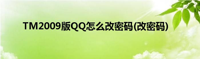 TM2009版QQ怎么改密码(改密码)